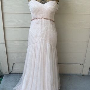Blush Strapless Dress with Beaded Waist Adrianna Papell NWOT size 2